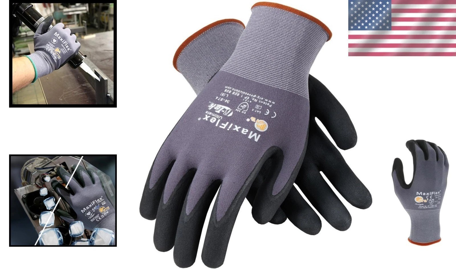 Seamless Nylon Gloves with Nitrile Grip 34-874 Pair Maxiflex Reusable
