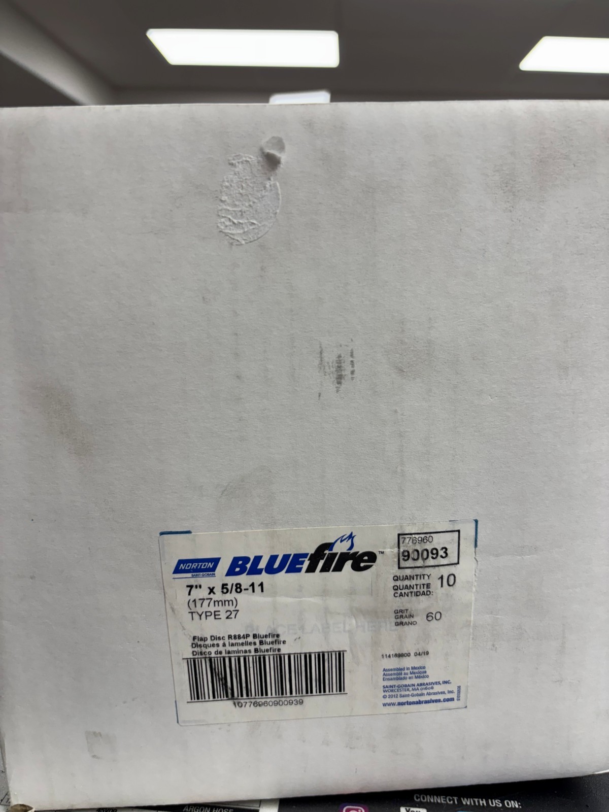 Norton 77696090093 7×5/8-11” BlueFire R884P ZA HD Type 27 Flap Discs 60G 10 pk