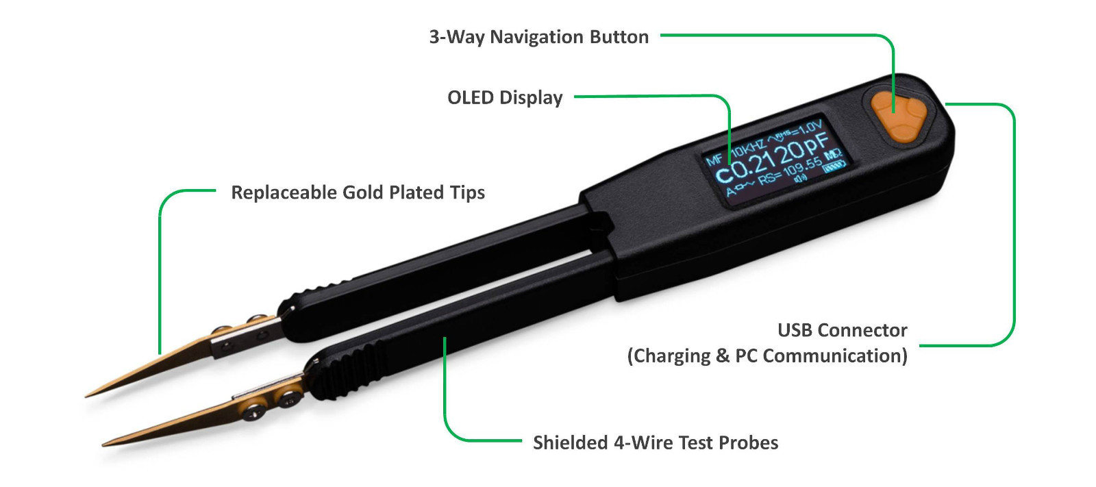 LCR Research Pro1 Plus LCR meter with Precise Test Tips / Link1 PC Connectivity