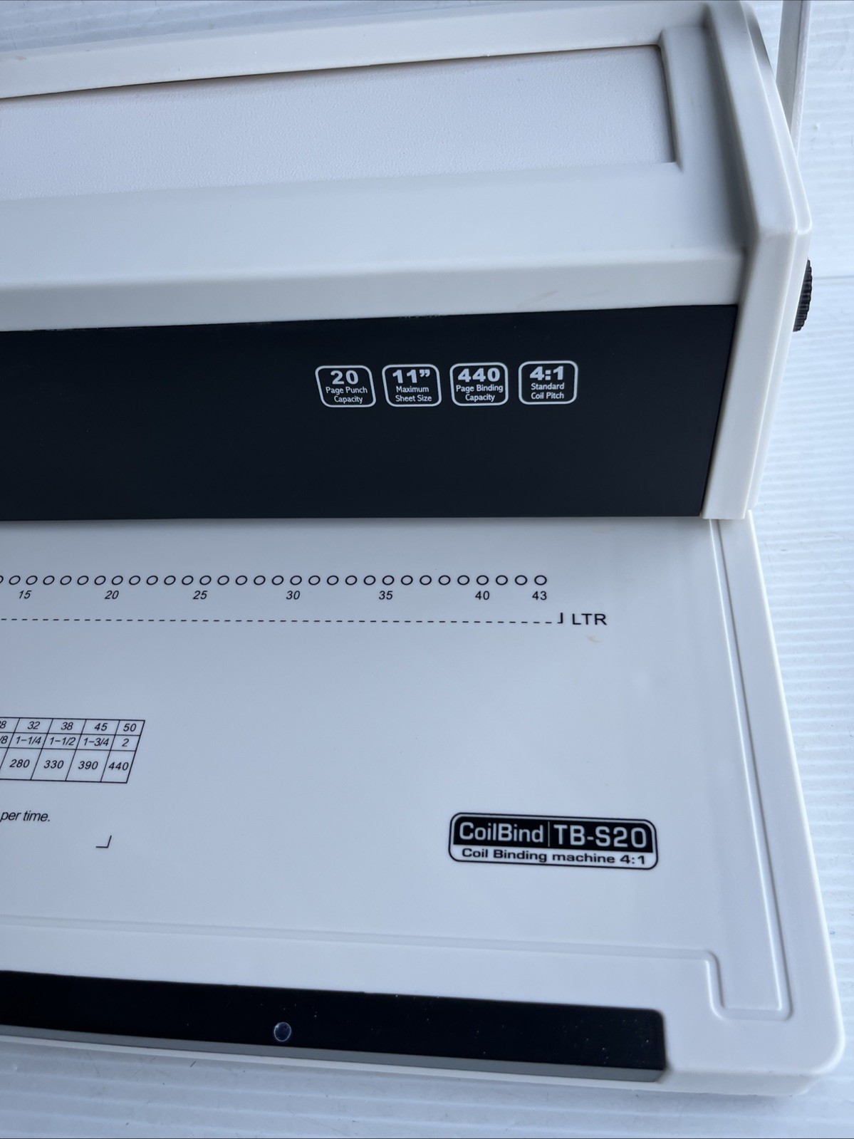Trubind Coilbind TB-S20 Coil Binding Machine 4:1 Manual Round Hole Punch & Coils
