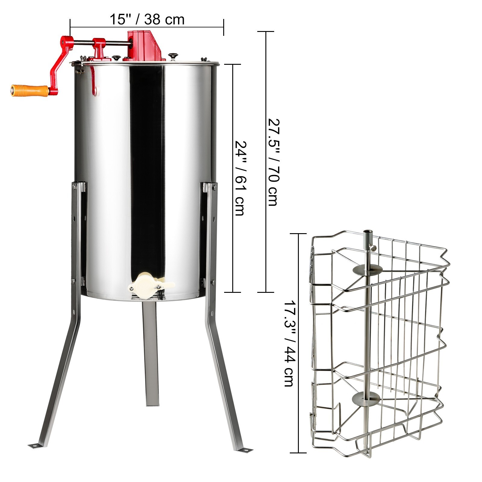 Manual Honey Extractor Beekeeping Equipment 3 Frames Stainless Steel