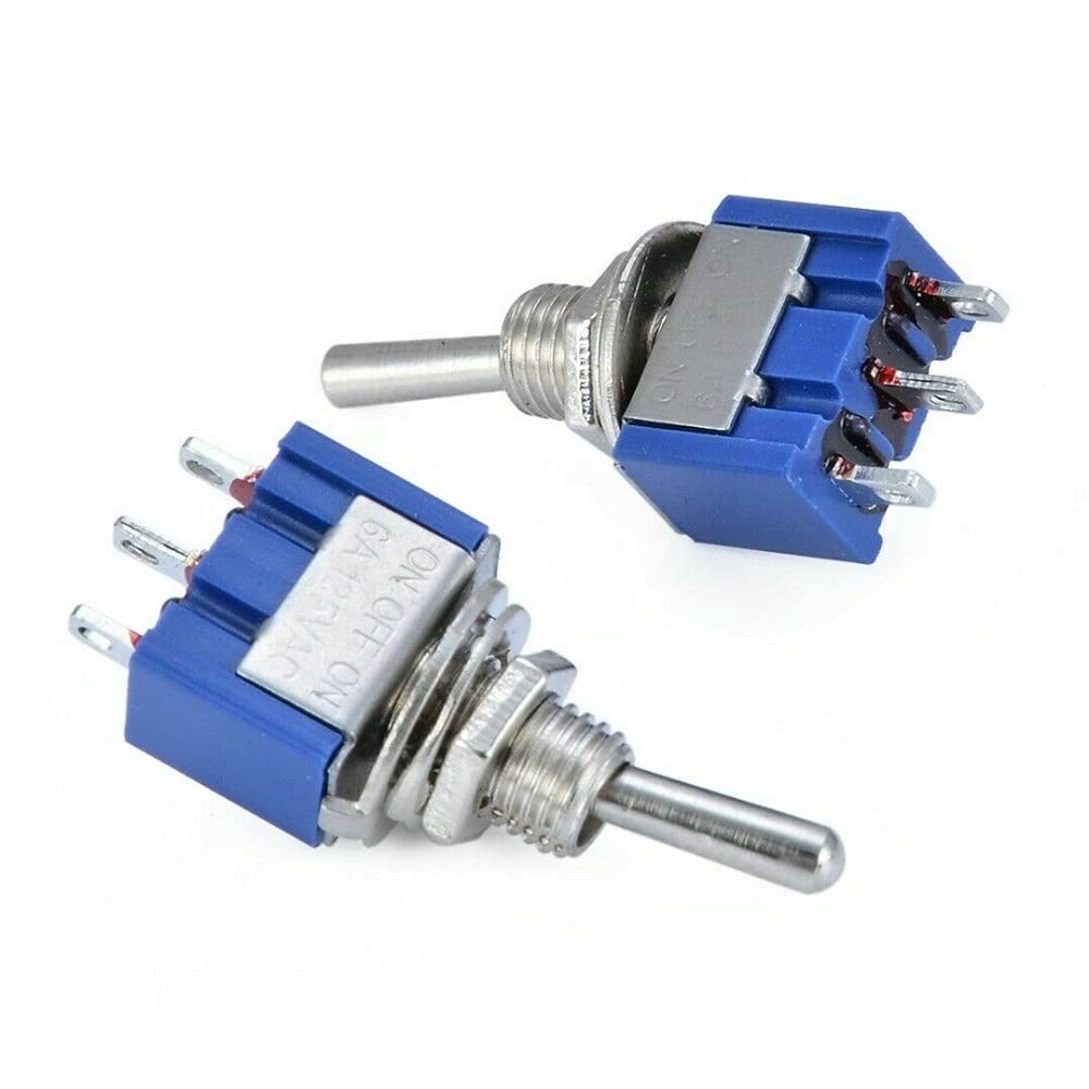10pcs Blue Silver Toggle Switch 3-Terminal ON/OFF/ON