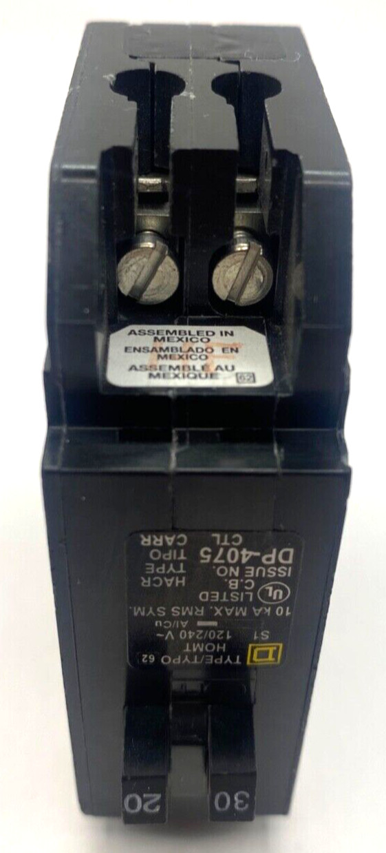 New Homeline HOMT3020 1 Pole 30/20 Amp 120V AC Type HOMT Plug In Tandem Breaker