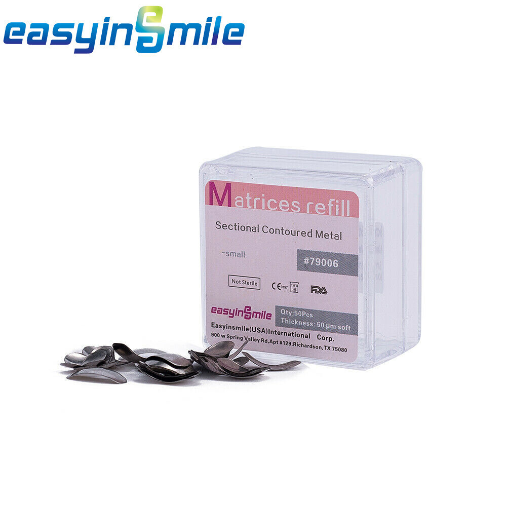 50pc Dental Metal Matrix Bands Sectional Contoured Matrices bands soft 50um SM/L