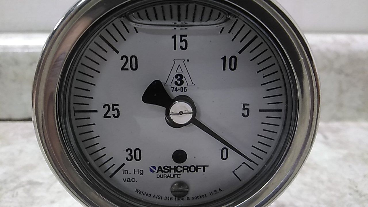 Ashcroft 25-1032S-L-15L-30IMV/0# 2.5 In Dial 0-30 In Hg Filled Sanitary Gauge