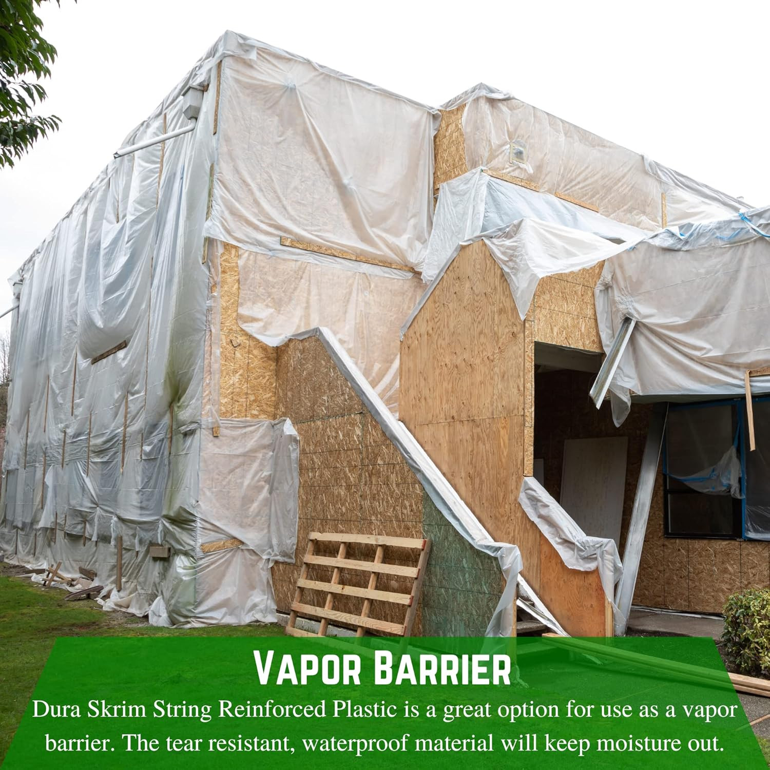Dura Skrim 10 Mil Clear Plastic Sheeting – 24′ x 15′ Heavy Duty Vapor Barrier