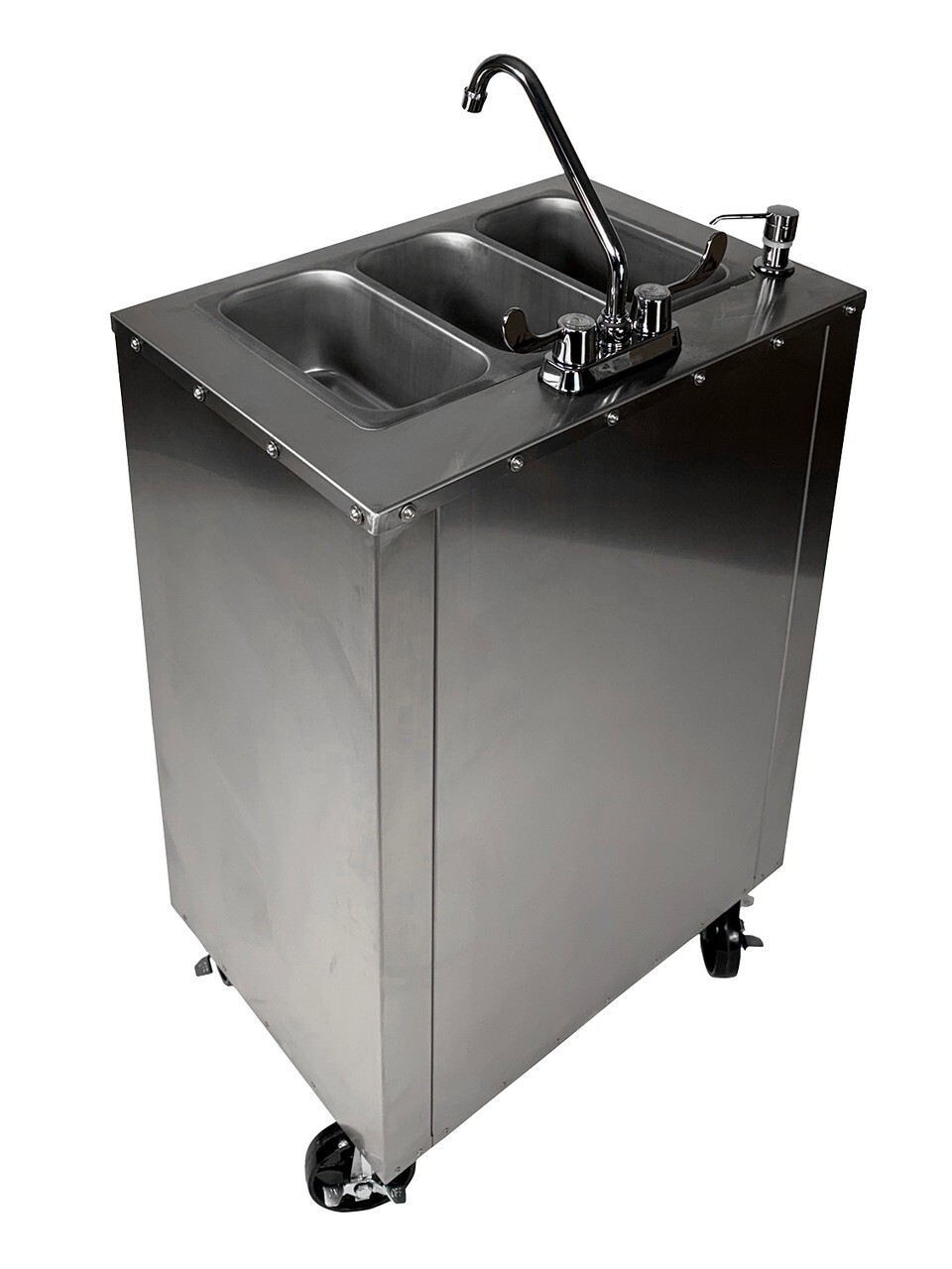 Portable Stainless Steel Sink Warewashing Station Hot/Cold Water & Splash Guard
