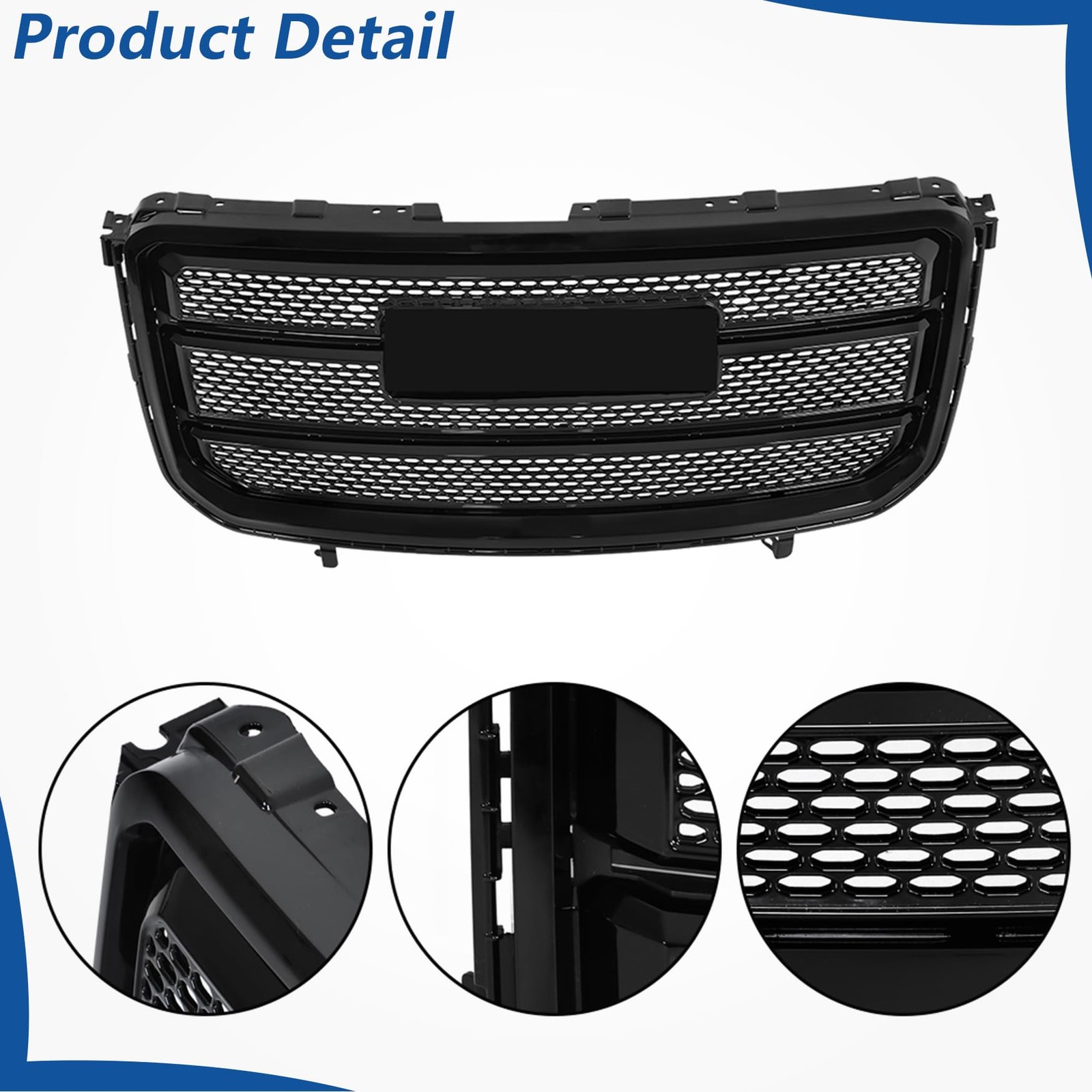 Glossy Black Front Bumper Grille Upper Mesh Style for Acadia Denali 2013-2016
