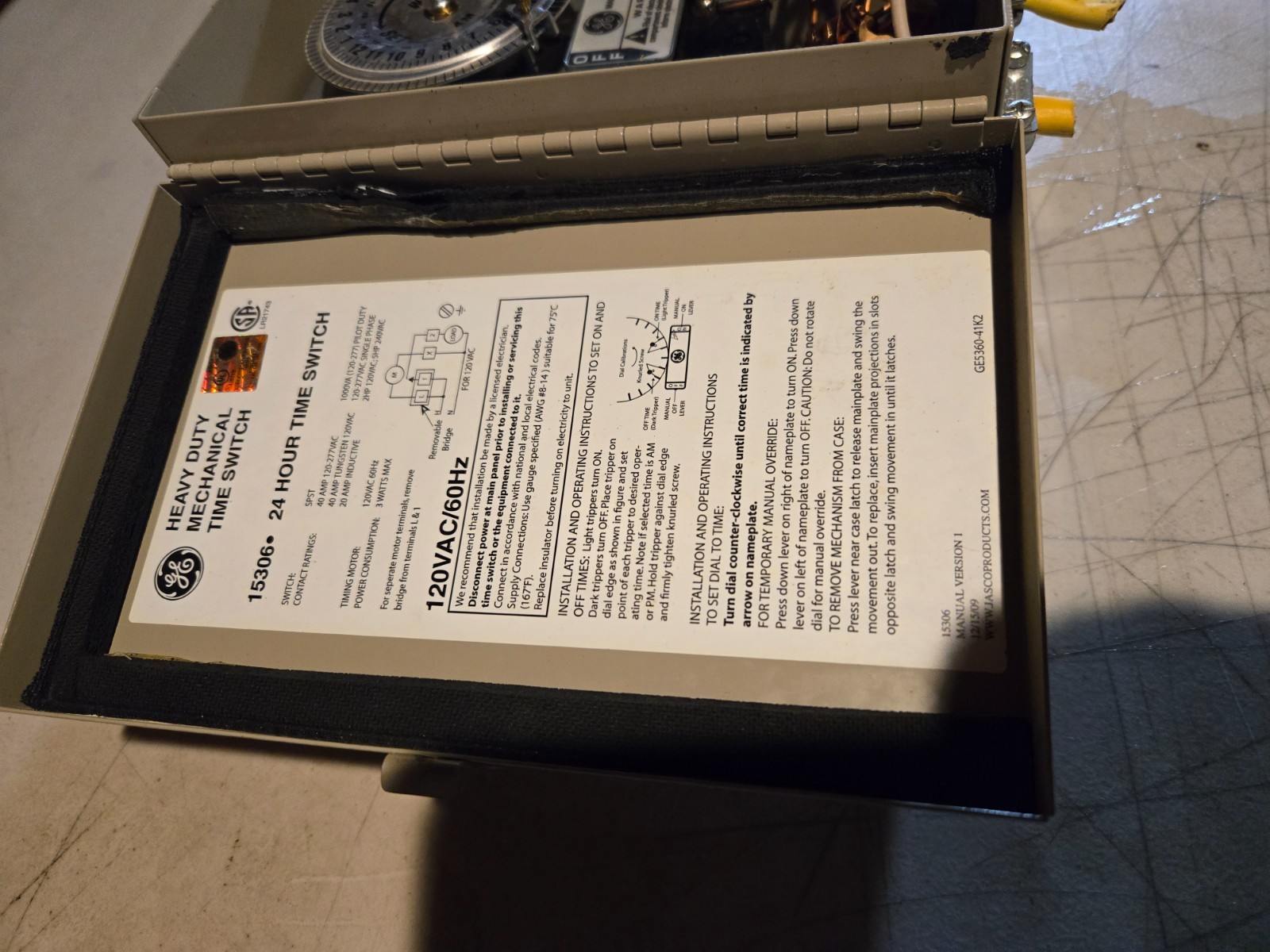 🙌 GE GENERAL ELECTRIC 40 AMP HEAVY DUTY MECHANICAL 24 HOUR TIME SWITCH 15306