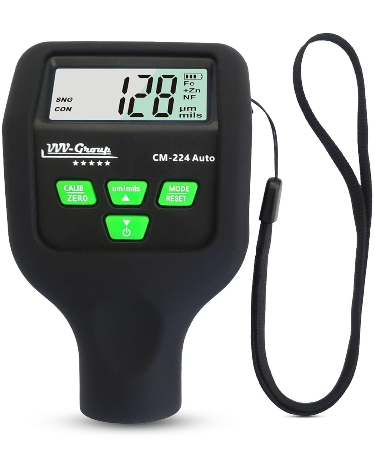 Digital Paint Thickness Gauge for Automotive Inspection with Backlit LCD Display