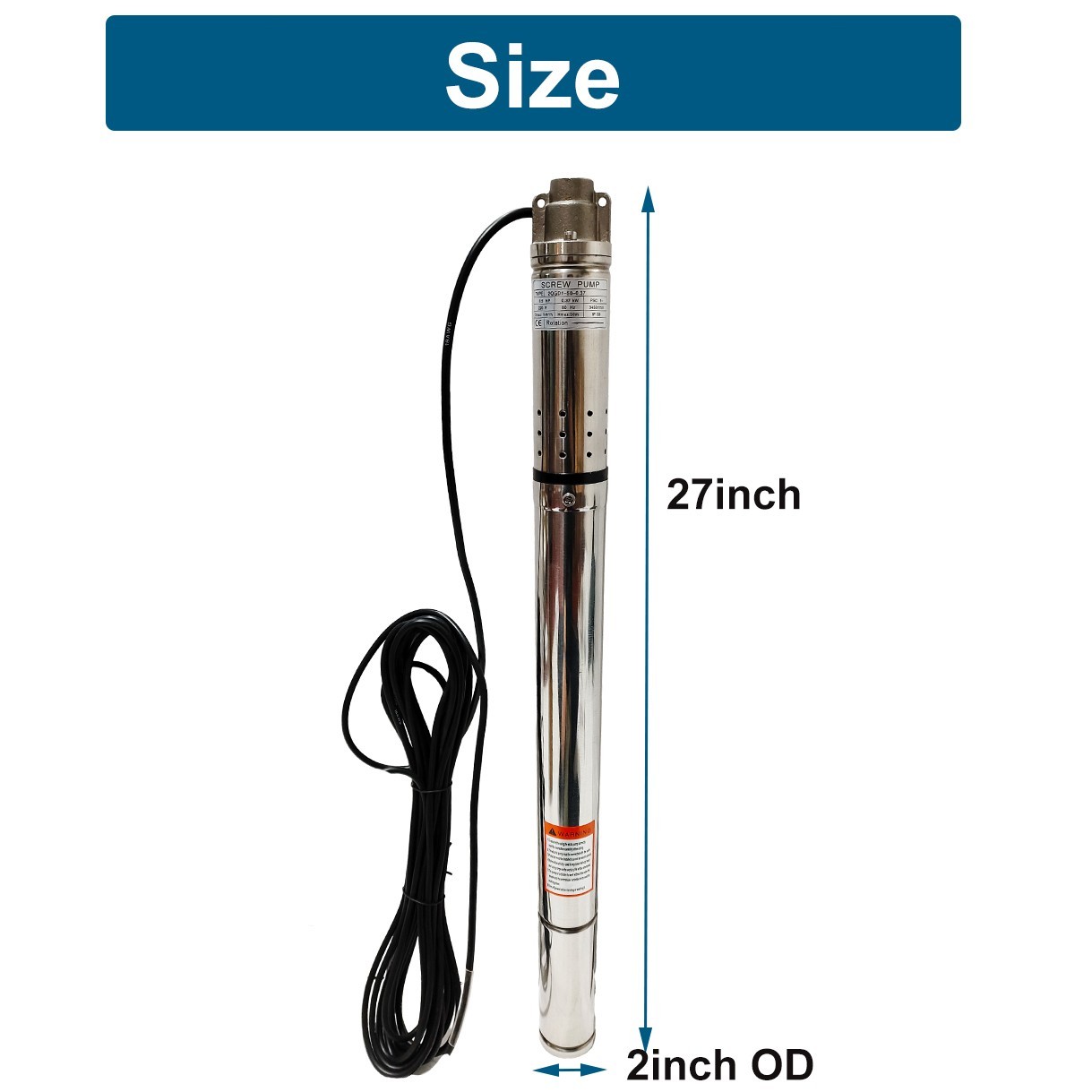 1HP 3″ Deep Well Submersible Pump Screw Pump 380FT Hmax 10GPM 110V w/Control box