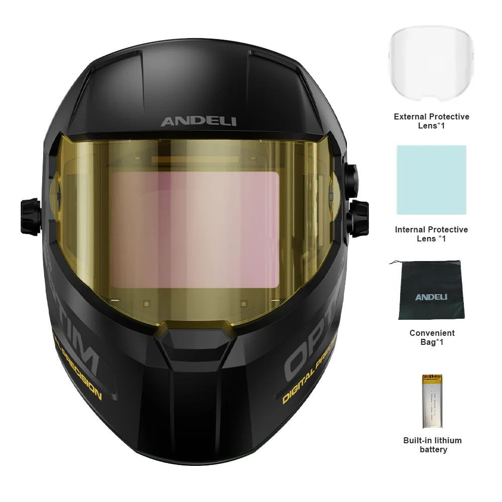 ANDELI True Color Auto Darkening Welding Helmet Side View Solar Rechargeable