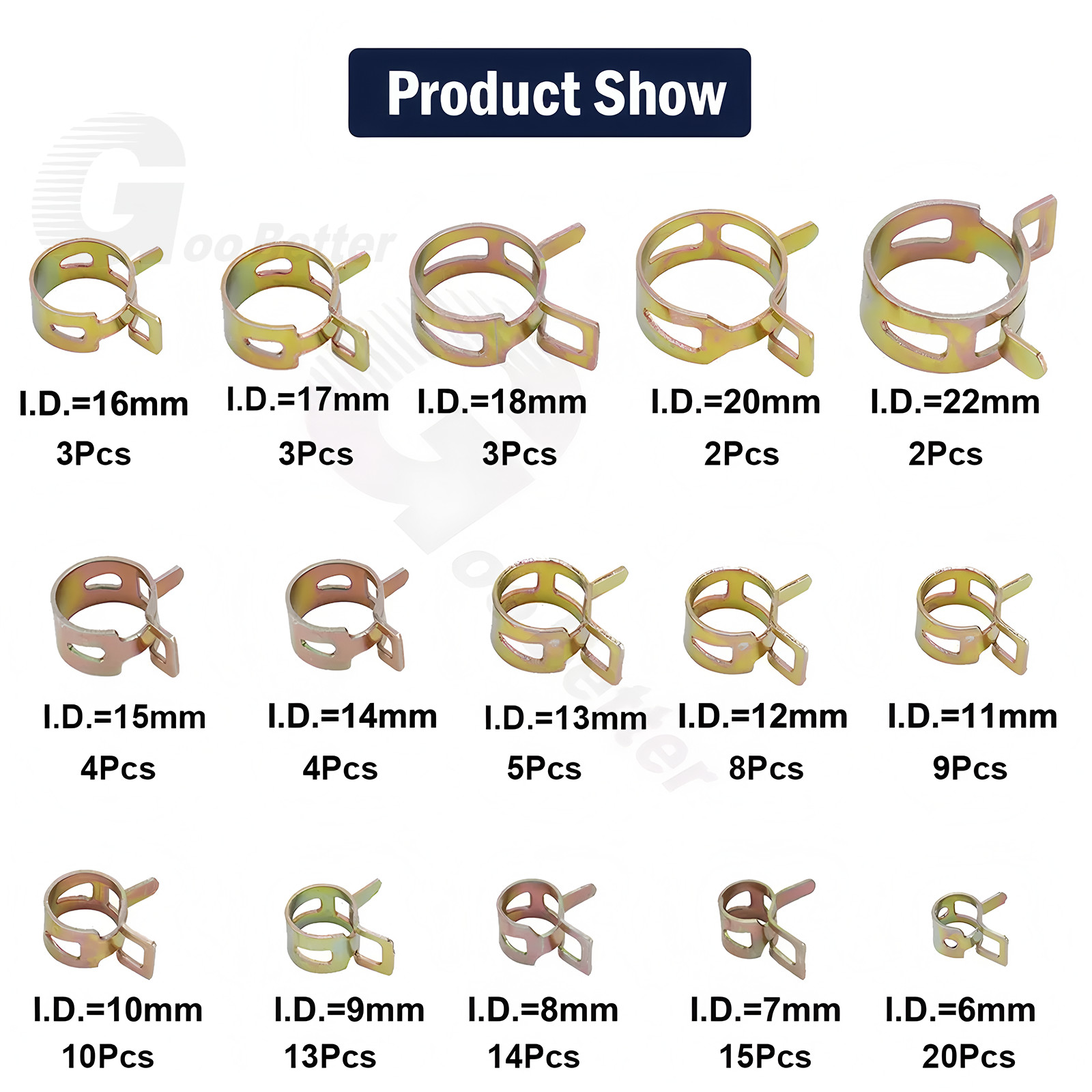 115PCS Hose Clamps Assortment Kit Spring Steel Clip Water Fuel Tube Air Pipe USA