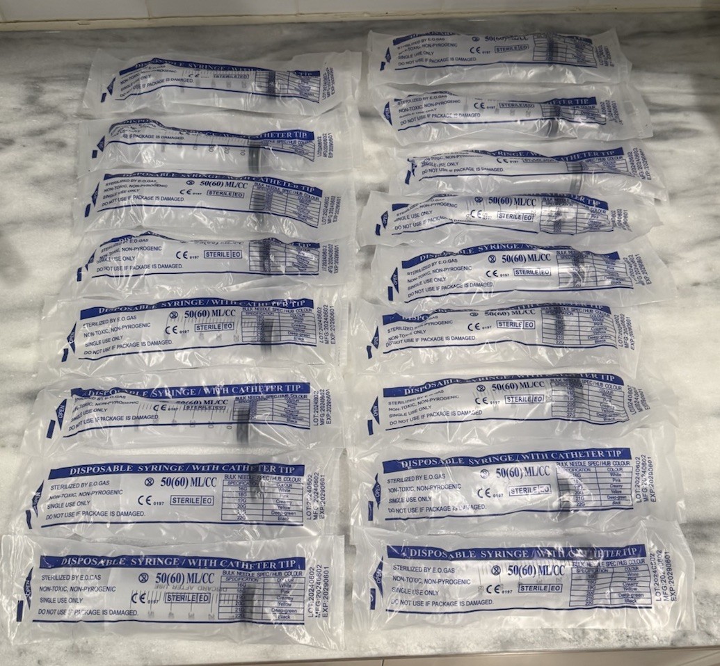 50ml/60cc Disposable Syringe With Catheter Tip (17) Count Lot