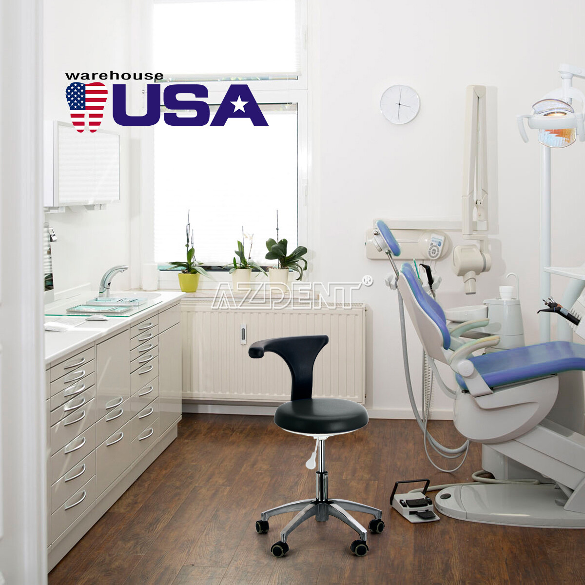 Taburete de Asistente Dental Taburete de Dentista Silla Ajustable de Cuero PU