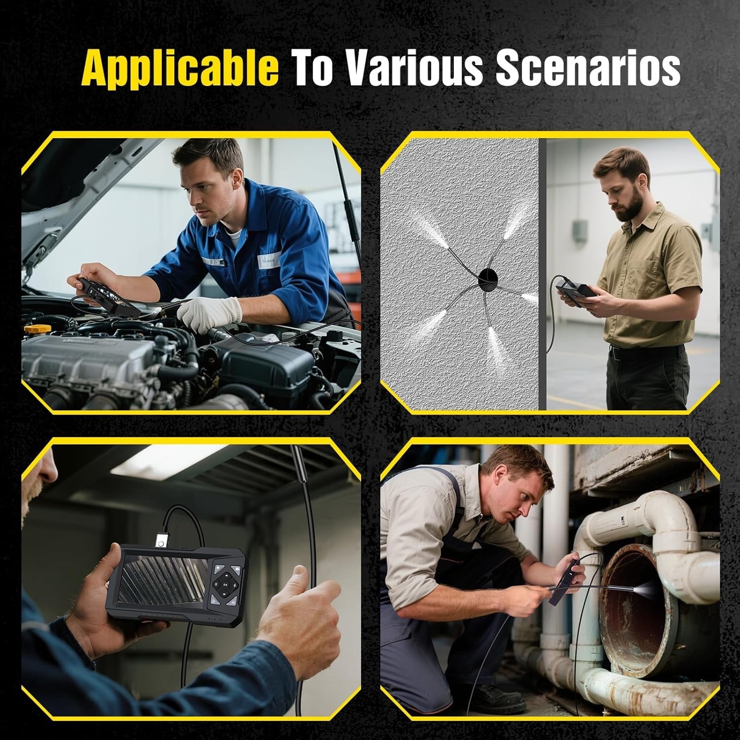 Industrial Endoscope Camera 1080P HD 4.3» Screen Borescope Inspection Camera US