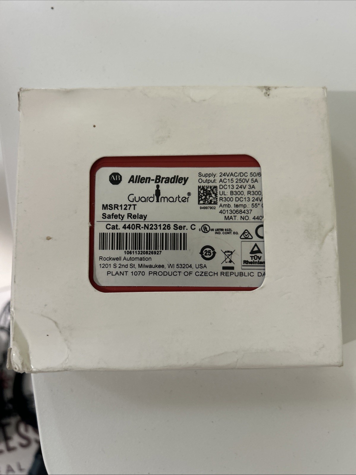 440R-N23126 New Allen Bradley Guardmaster MSR127T Safety Relay