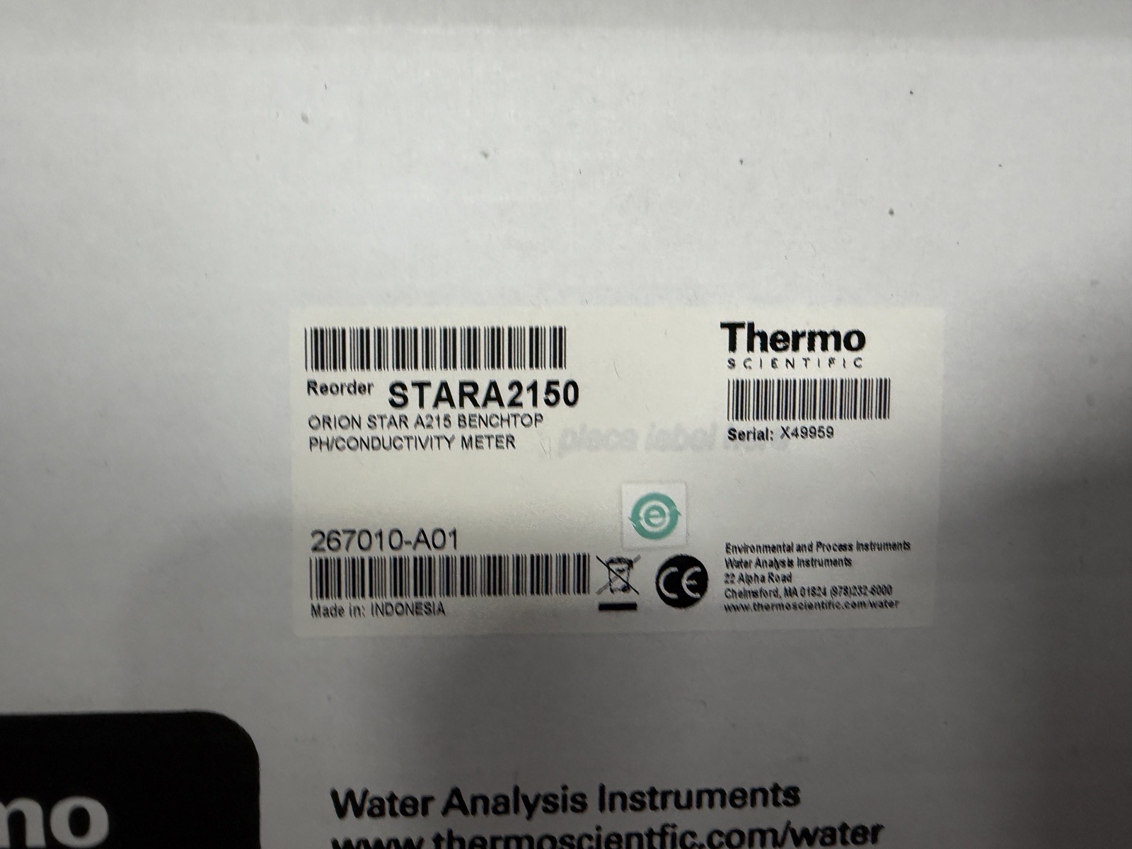 Thermo Orion Star A215 pH Meter W/8157BNUMD pH/Triode Probe 013005MD ELECTRODE