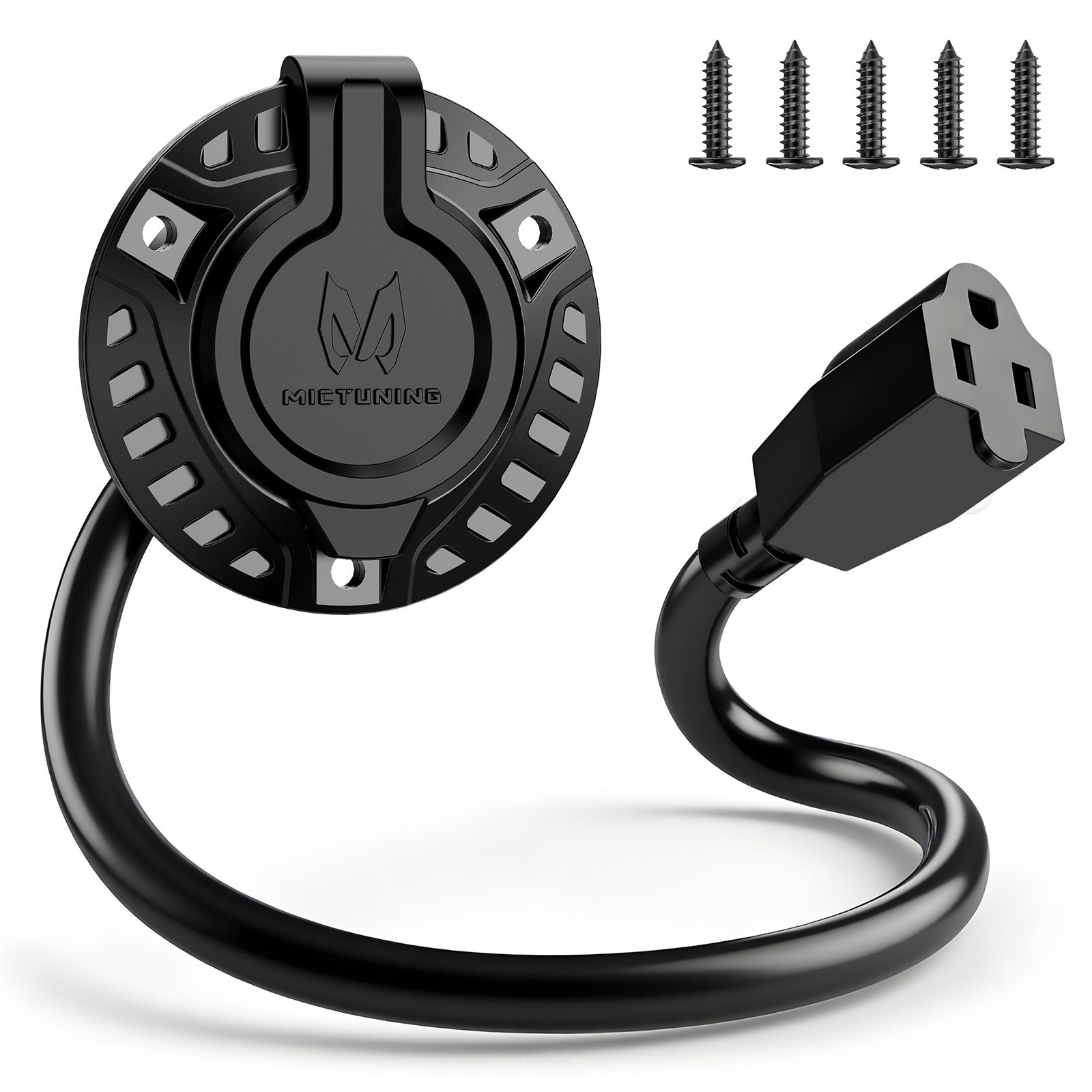 15A 12AWG AC Port Plug, 125V RV Shore Power Inlet Socket Electrical Ends Adapter