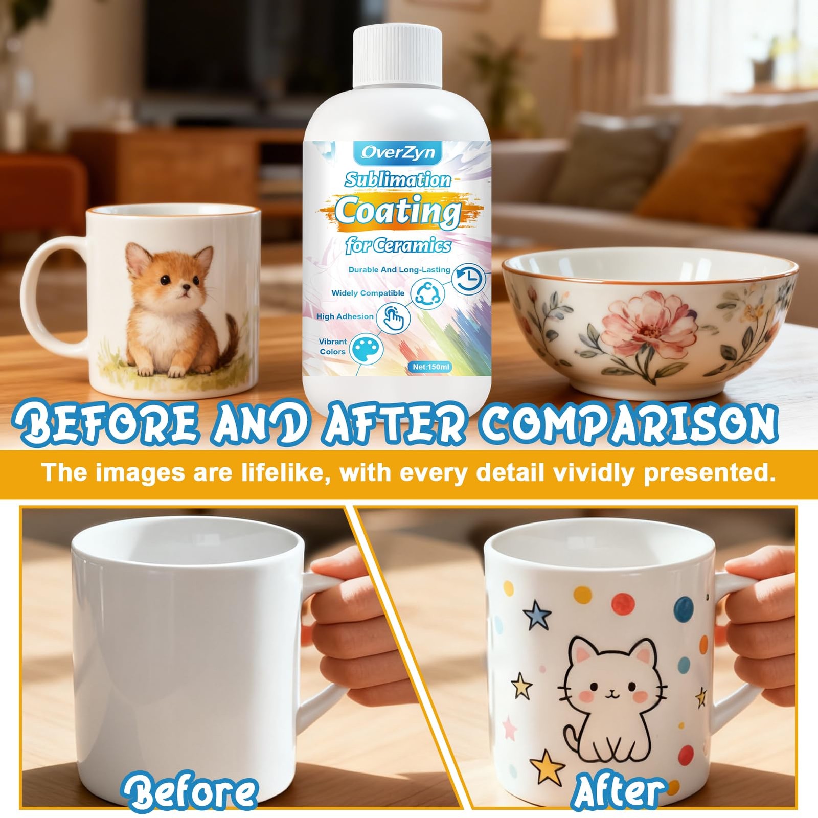 Sublimation Coating For Ceramic, Glass Ceramic Coating, Vibrant Colors, Clear…