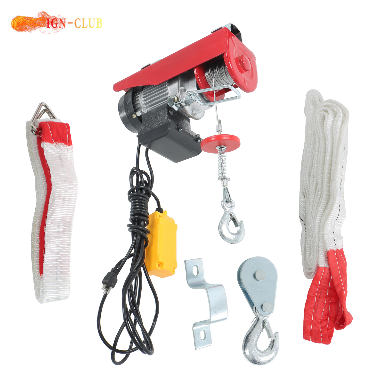 Industrial 110V Electric Winch 440LB Lifting Capacity 14FT Remote Garage Hoist