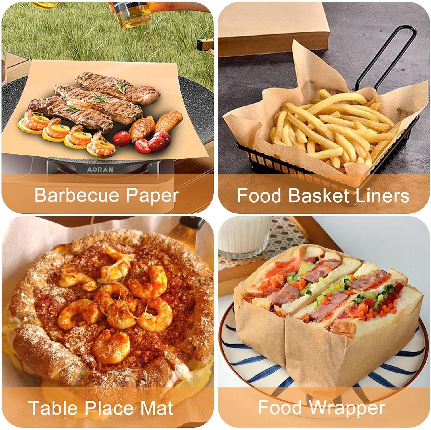 .100PCS Deli Wax Paper Sheets 12×12 Greaseproof Food Wrap BBQ Sandwich Paper