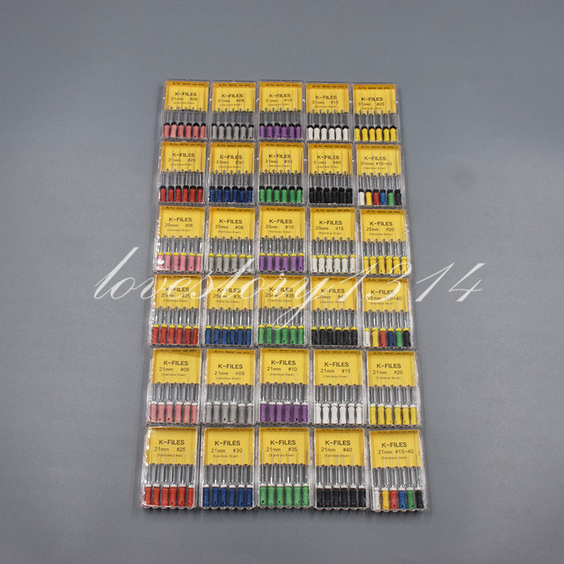 Dental Endo Root Canal Files K/H/R – FILES 21/25/31mm Stainless Steel Fit Mani