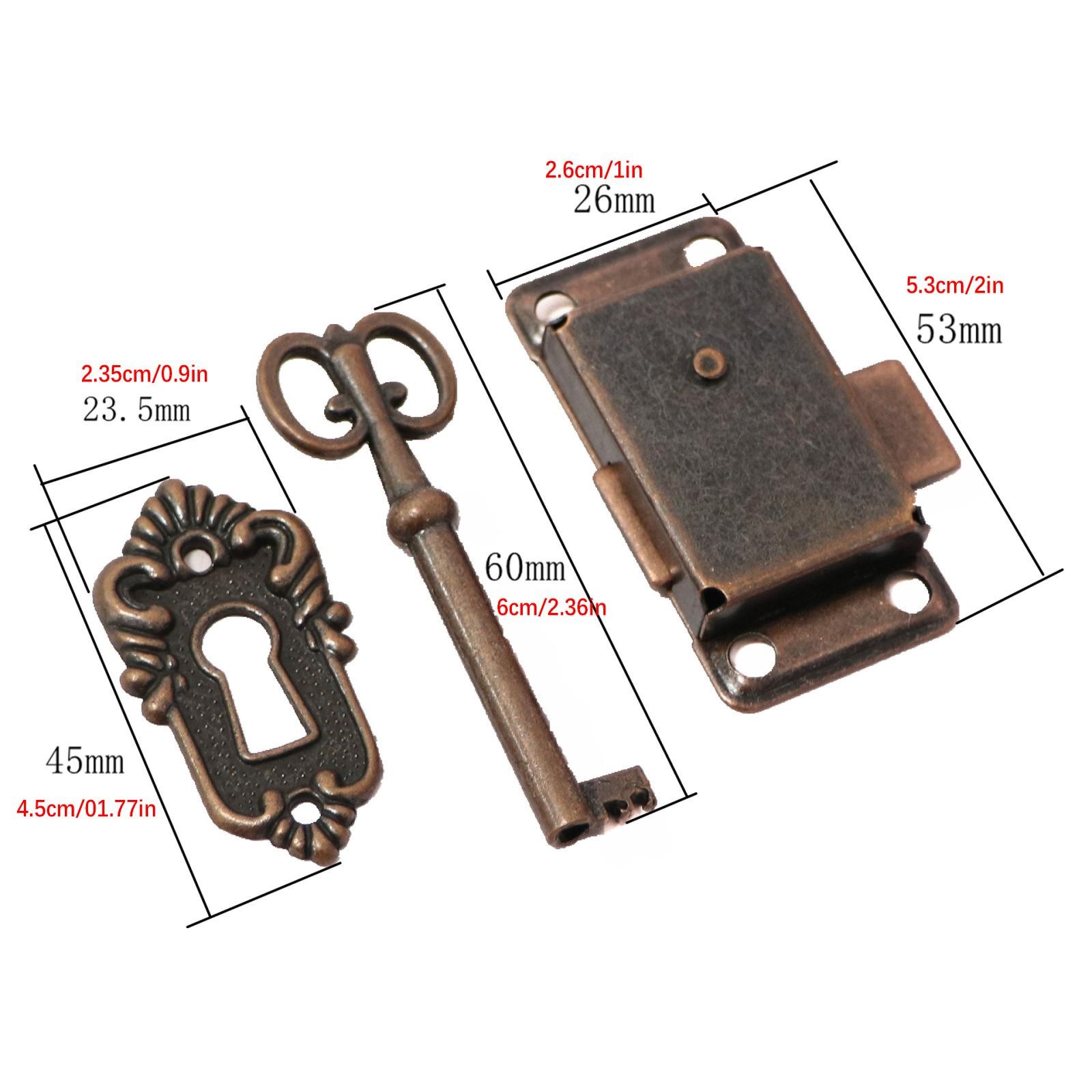 Furniture Cabinet Door Lock Set with Key Antique Drawer Wardrobe Lock Decorative