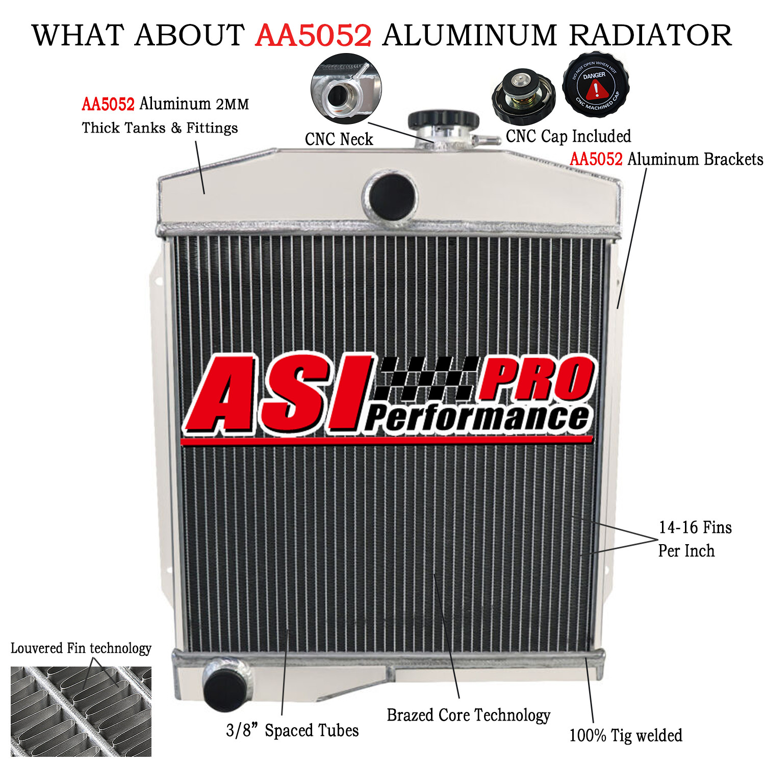 3 Rows All Aluminum Radiator For 1955 Jeep Willys;1959-1971 Jeep CJ3 CJ5 CJ6 MT