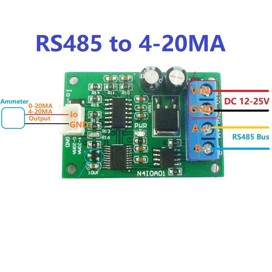 RS485 to 4-20MA 0-20MA Current Signal Generator DAC Converter Module Modbus RTU