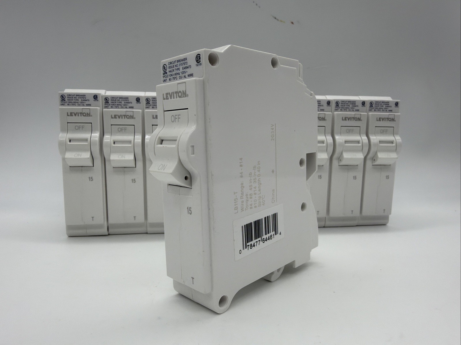 10 pcs LB115-T Leviton Standard 1-Pole 20A 120V Thermal Magnetic Circuit Breaker