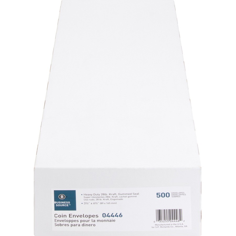 Business Source BSN04446 Coin Envelope #7 3.5″ x 6.5″ Kraft 500/box