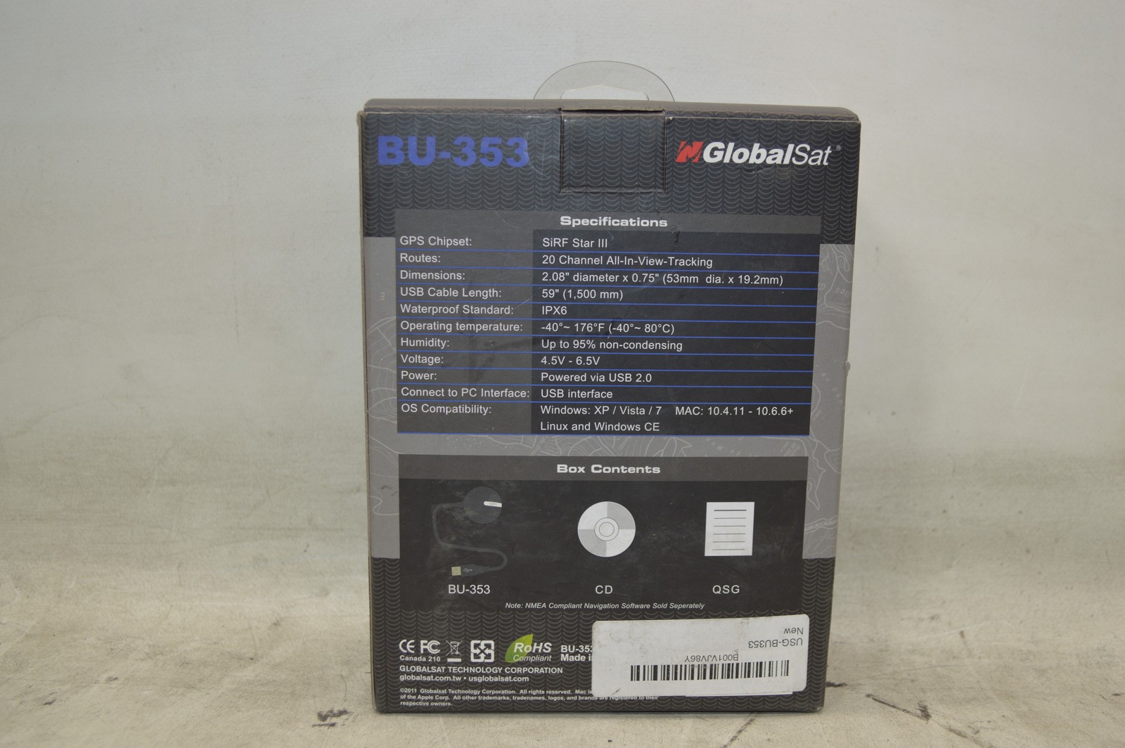 GlobalSat BU-353 Version 3.2.4 GPS Receiver New In Box