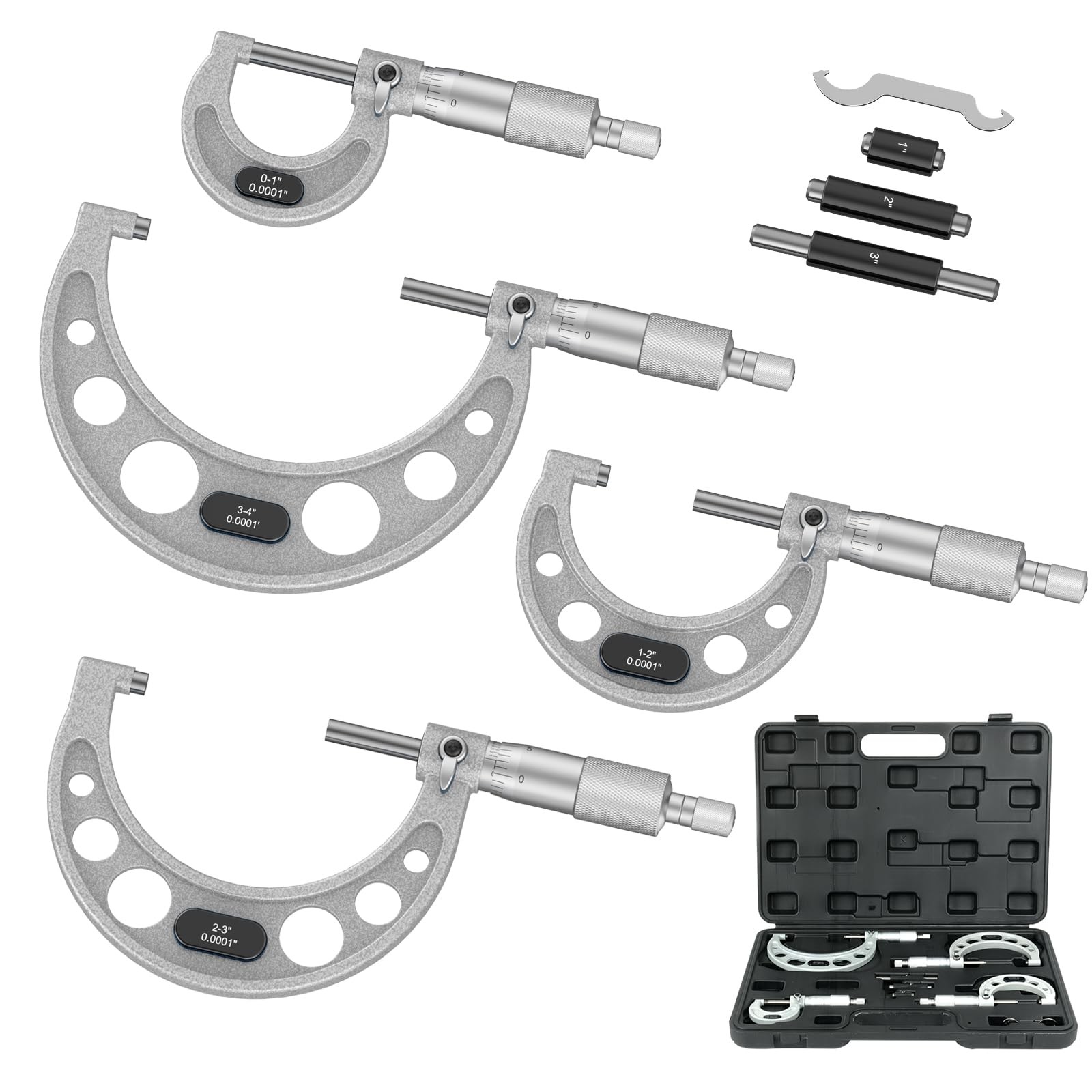 HDLNKAK High-Quality Outside Micrometer Set, 4 Pcs Machinist Tool Set(0-1»