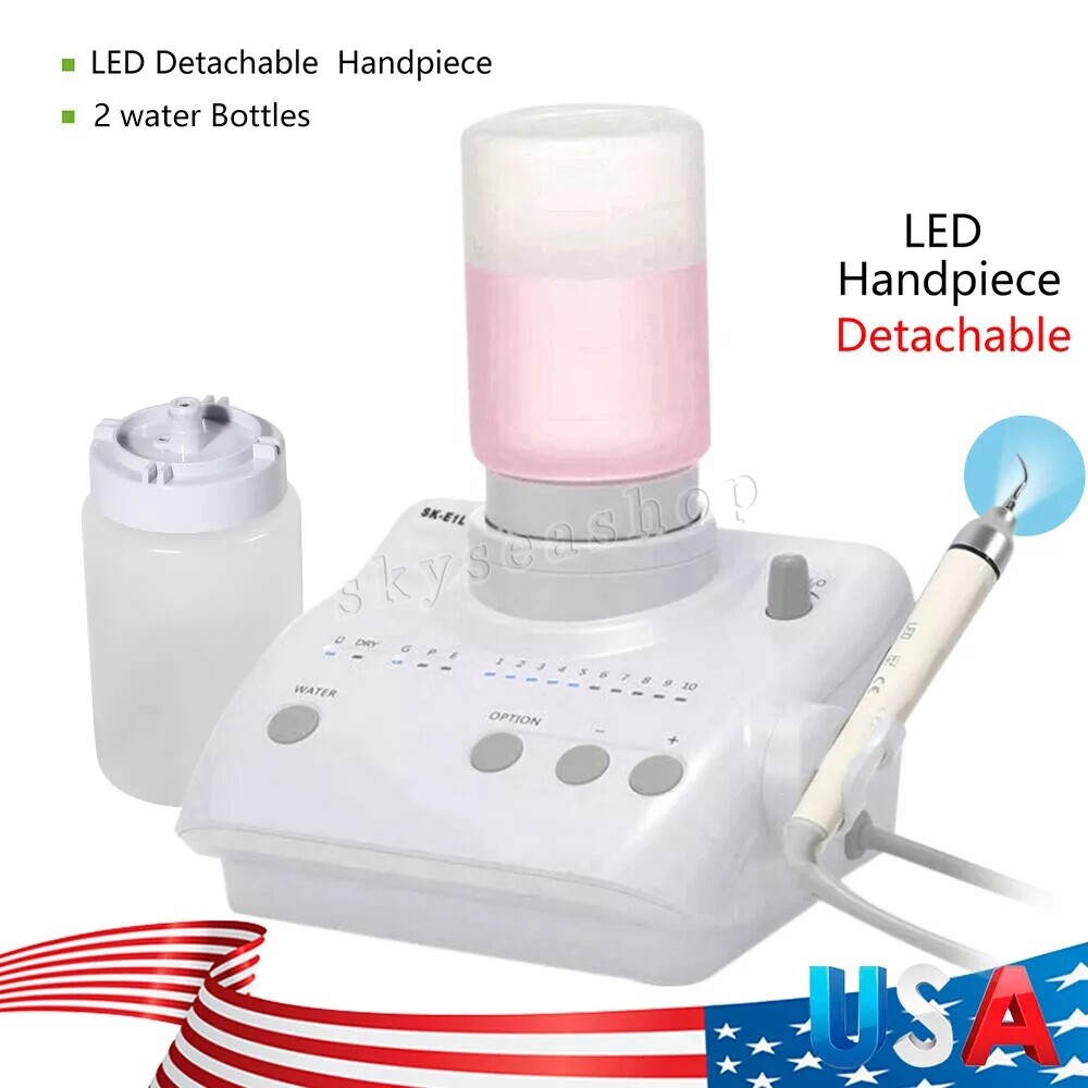 For Cavitron Dental Ultrasonic Scaler fit EMS + LED Handpiece+5 Tips+2 Bottles