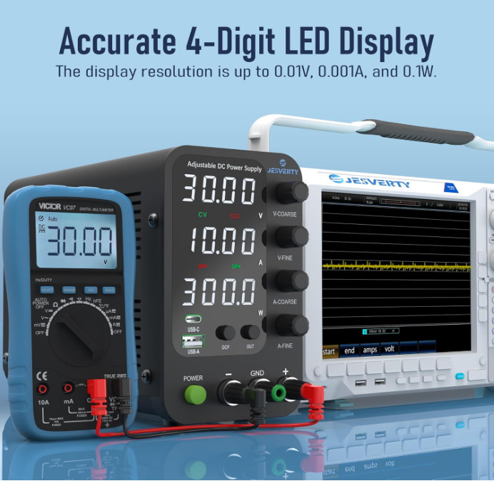 DC Power Supply Variable, 0-32V 0-10A Switching Bench Power Supply with 20W U…