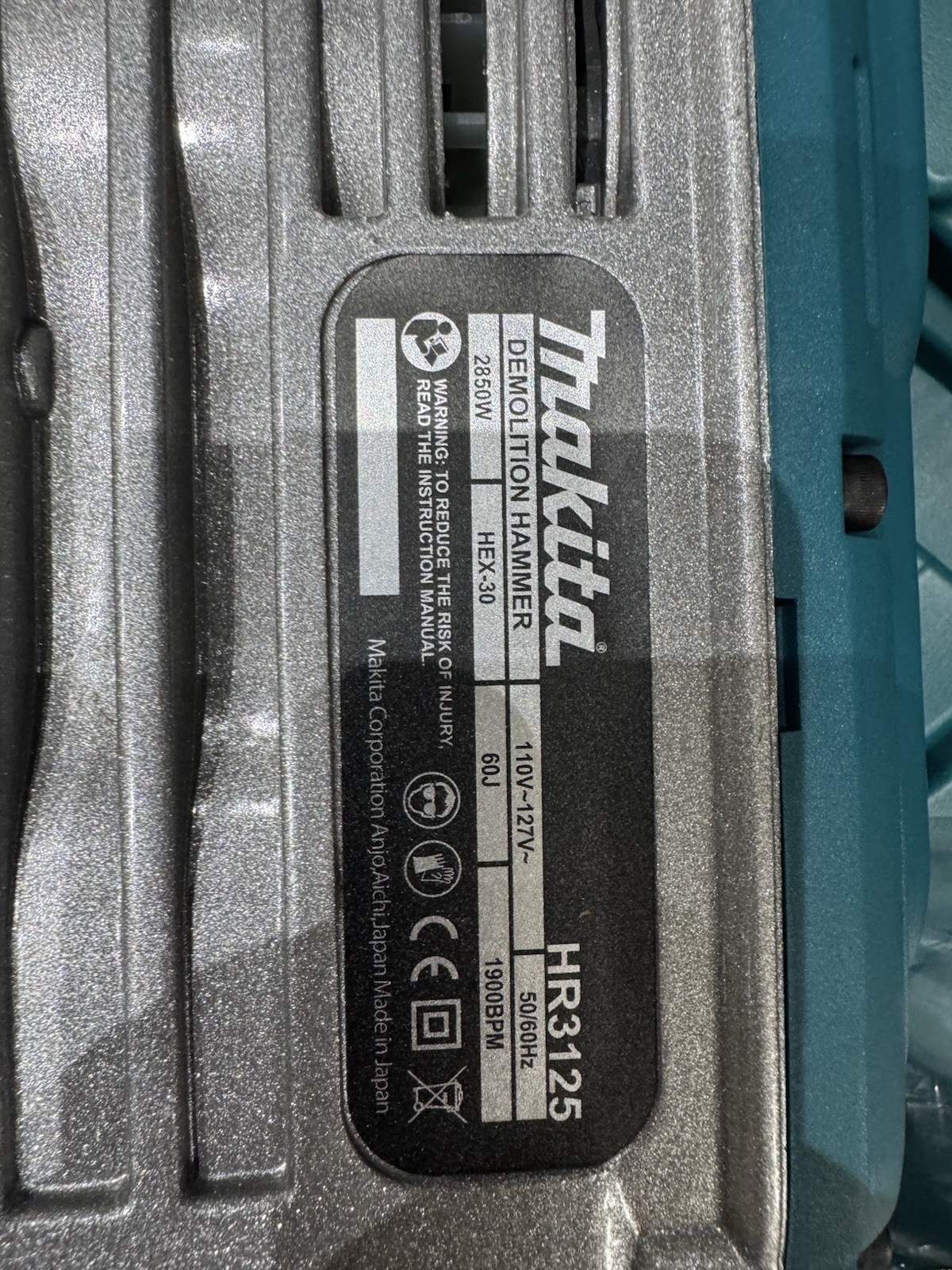 Makita HEX-30 Corded Electric Demolition Hammer w/ Carry Case Manual Accessories
