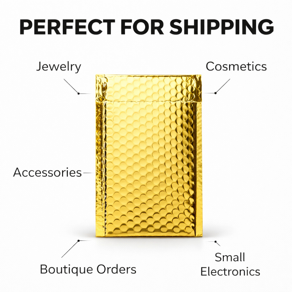 Metallic Gold Poly Bubble Mailers Padded Shipping Envelopes Self Seal All Sizes