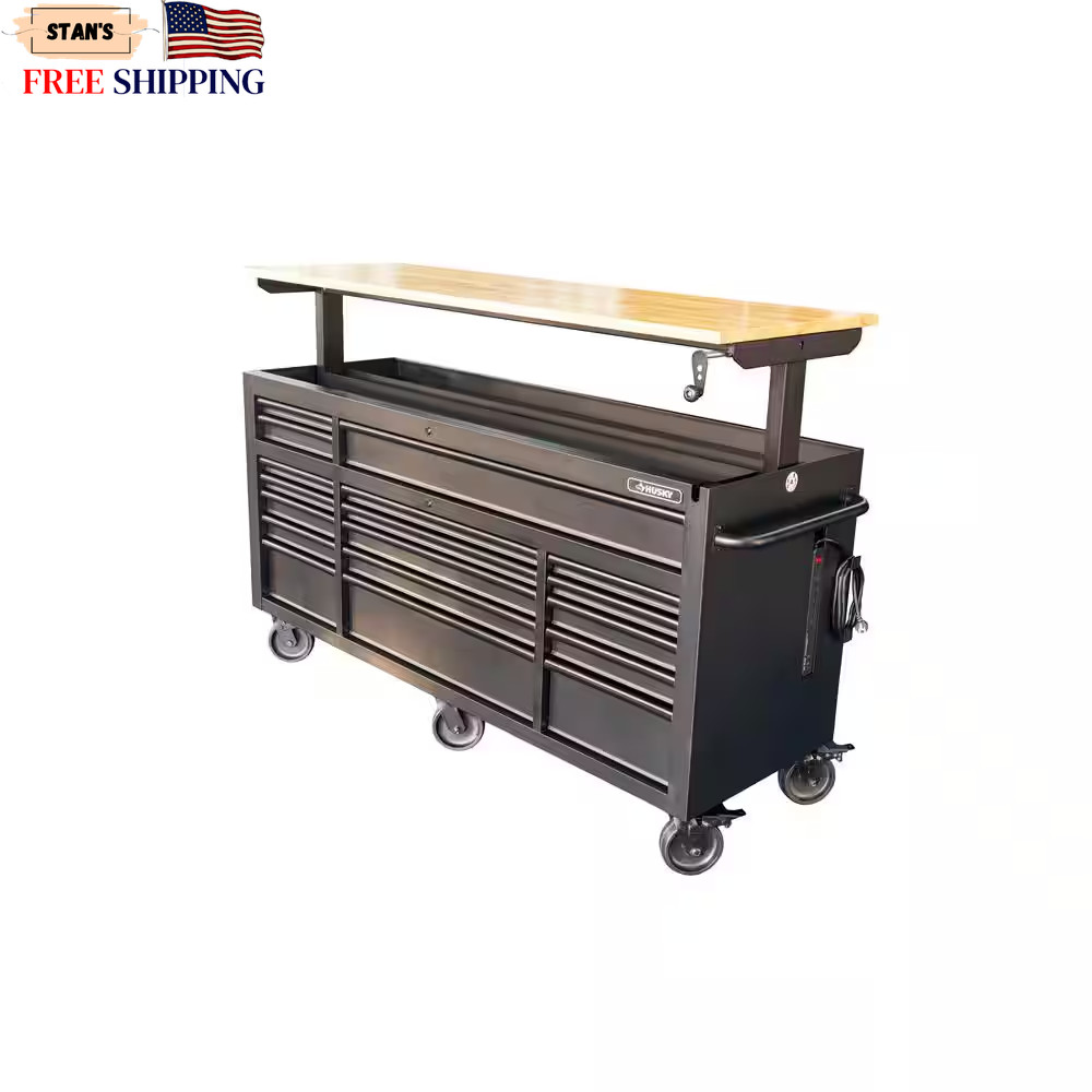 72 In W X 24 In. D Heavy Duty 18-Drawer Mobile Workbench Cabinet with Adjust….