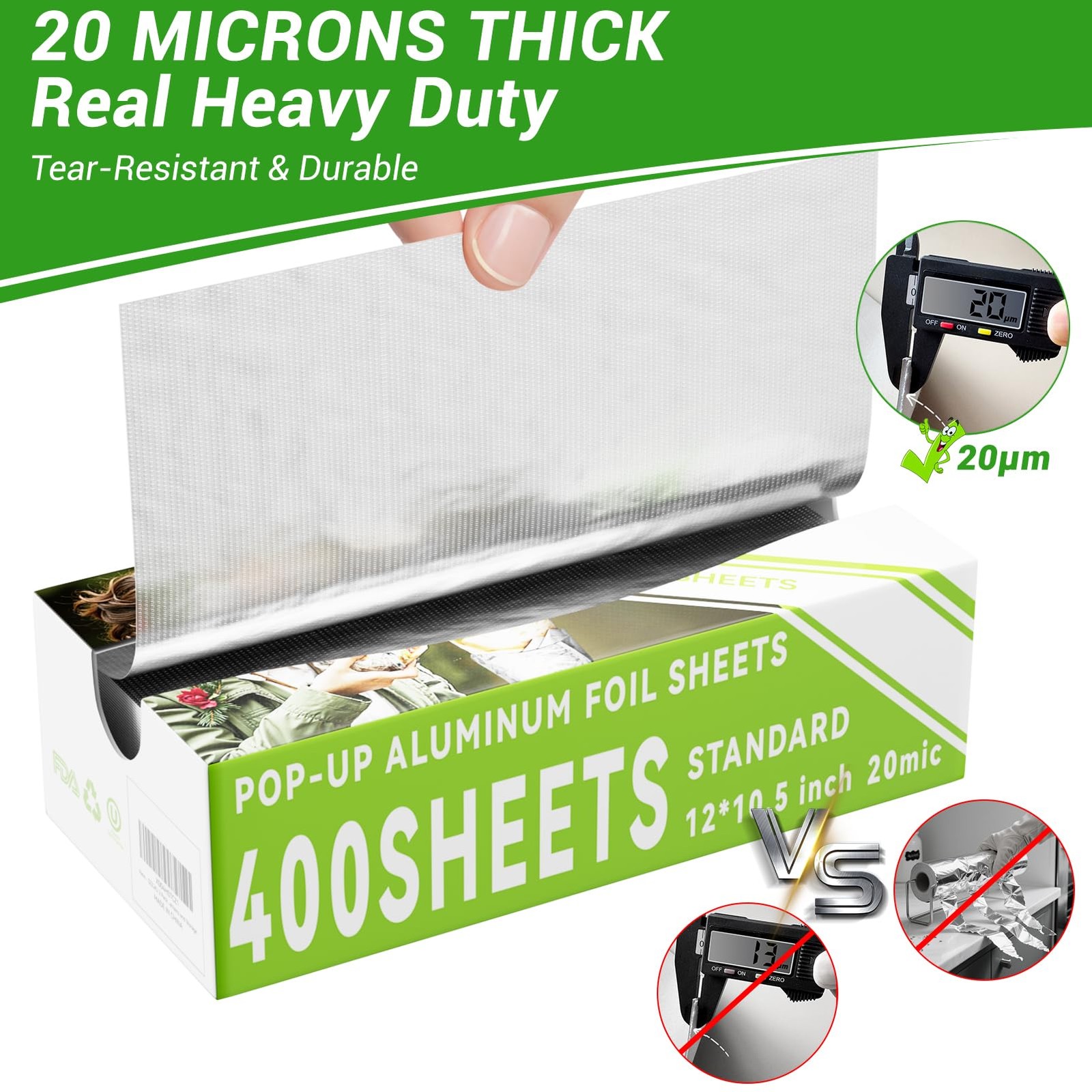 Aluminum Foil Sheets, 400 Count Tin foil,12″ x 10.5″ 400 Count, Silver
