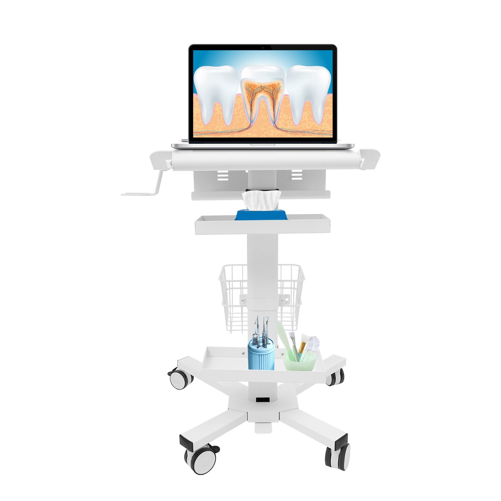 Height Adjustable Medical Laptop Workstation Cart Multi-Functional Medical Cart