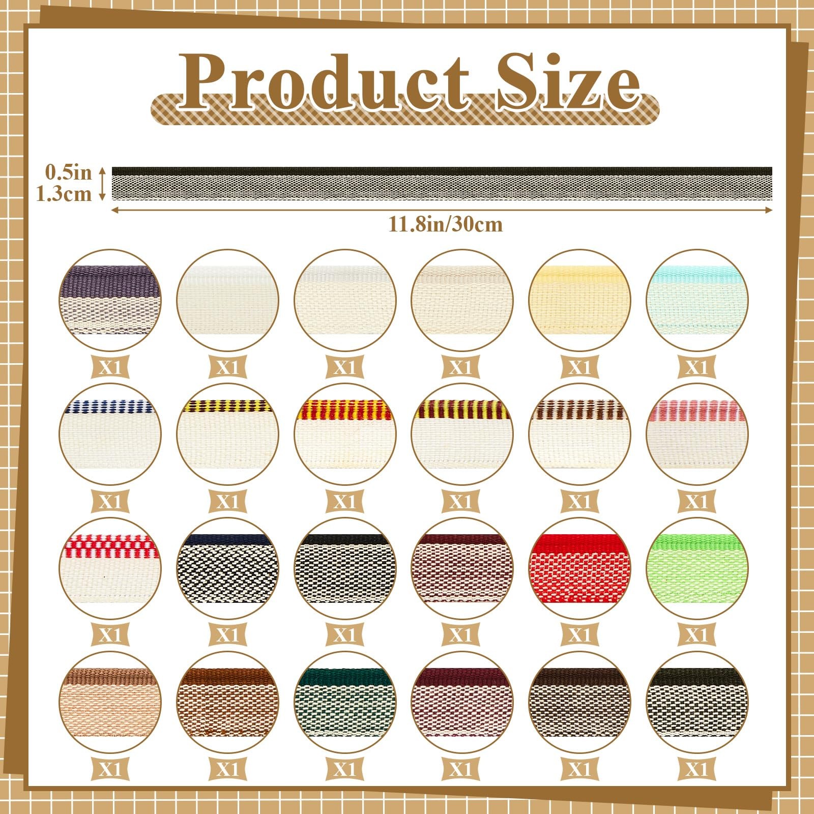 24 Pcs Book Binding Headbands 11.8 Inches Long 0.5 Inch Wide Cotton Book End …