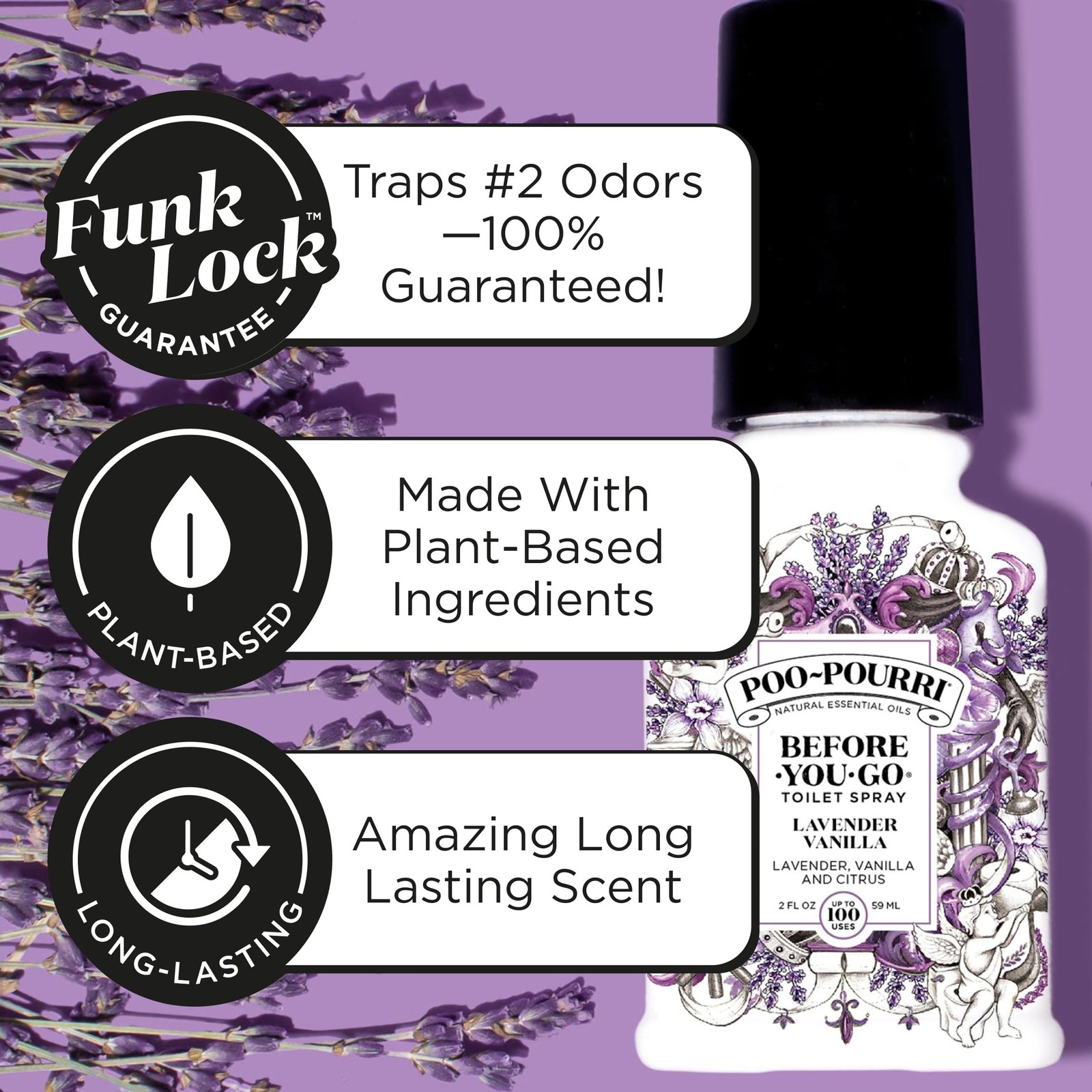 Poo-Pourri Before-You-Go Toilet Spray, Lavender Vanilla, 4 Fl Oz, Up to 200 U…