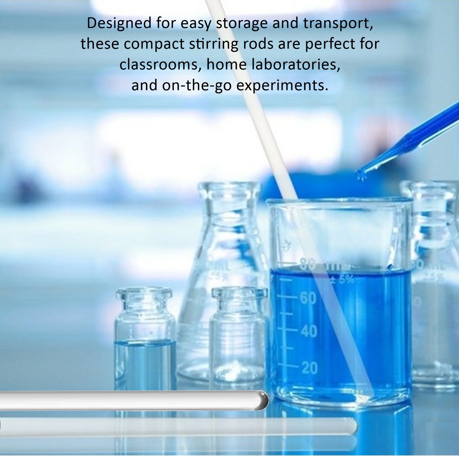 12 Pack Glass Stirring Rods 6″ Length for Science Education, Lab and Kitchen Use