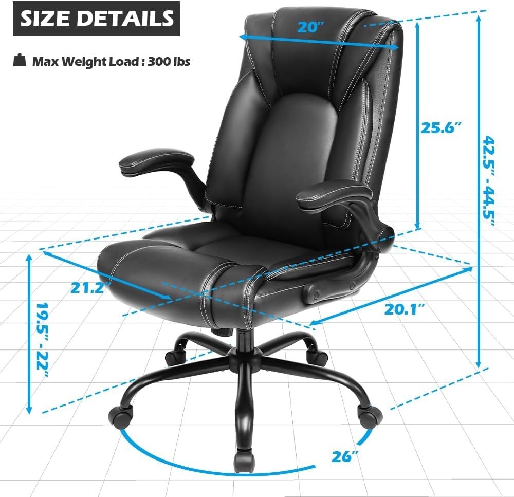 Flip-up Arms Office Chair 300lbs Executive Chair Swivel Office Chair with hydrol