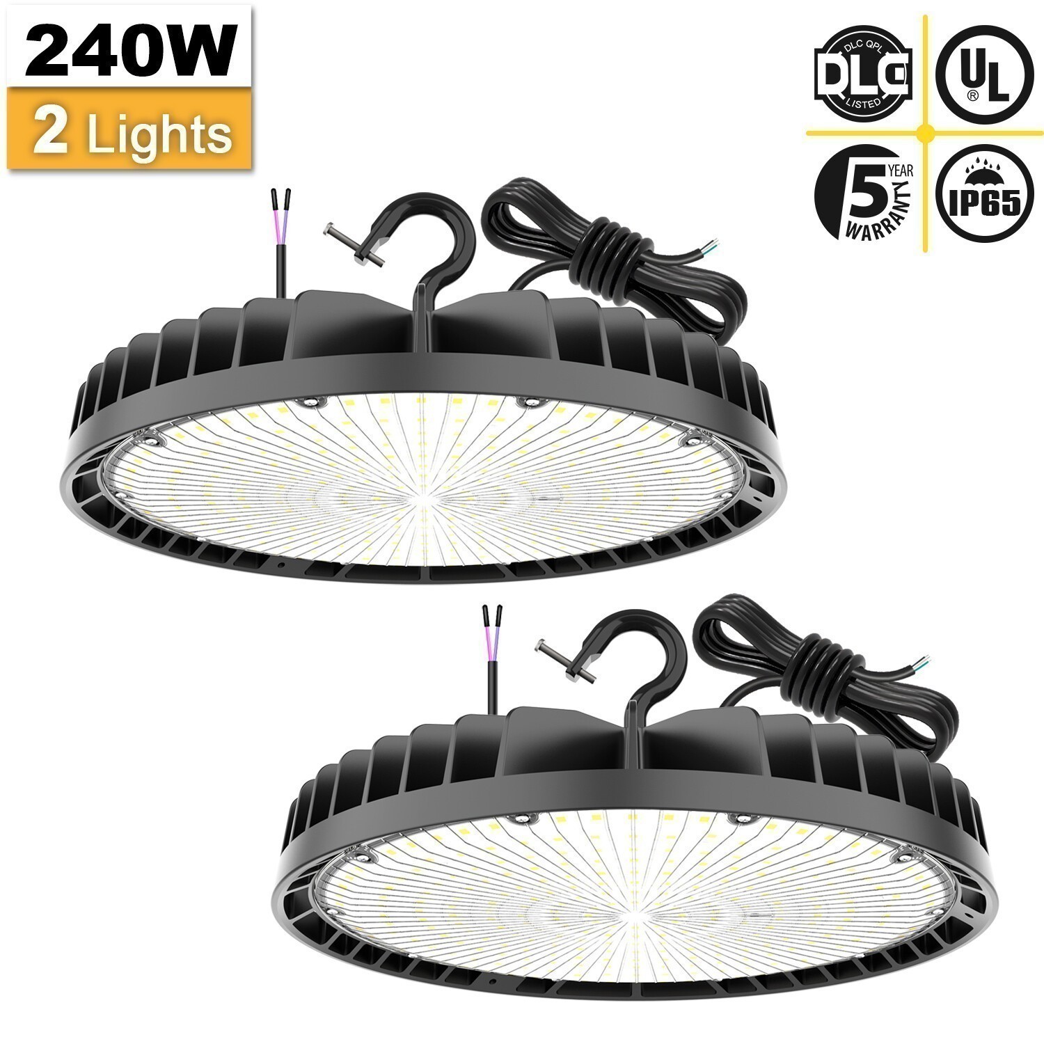 4PACK 240W UFO LED High Bay Light Garage Warehouse Commercial Lighting Dimmable