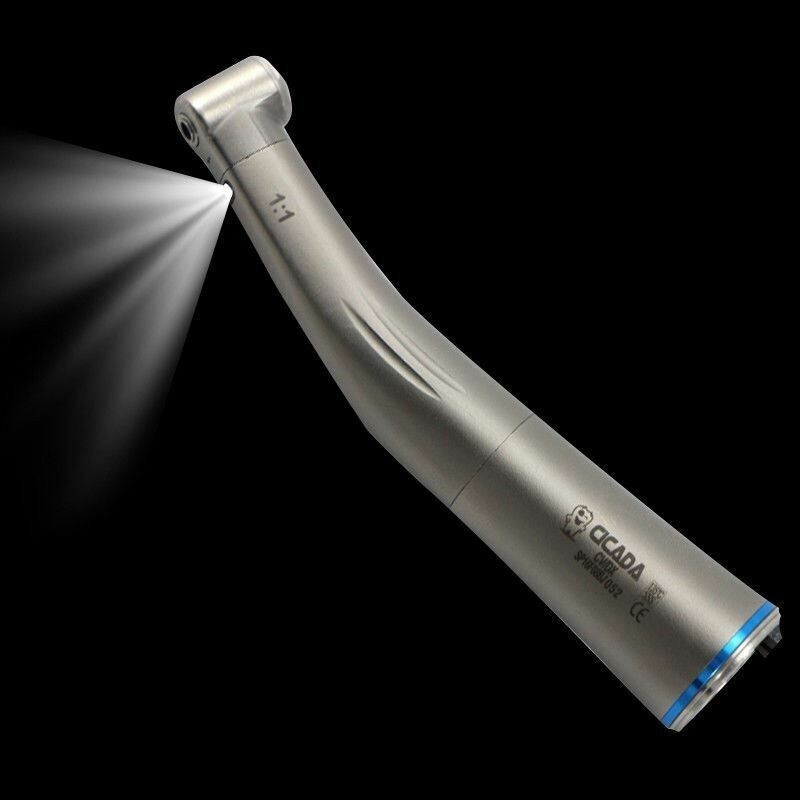 CICADA Dental 1:1 Low Speed Contra Angle LED Handpiece Fiber Optic Push Button