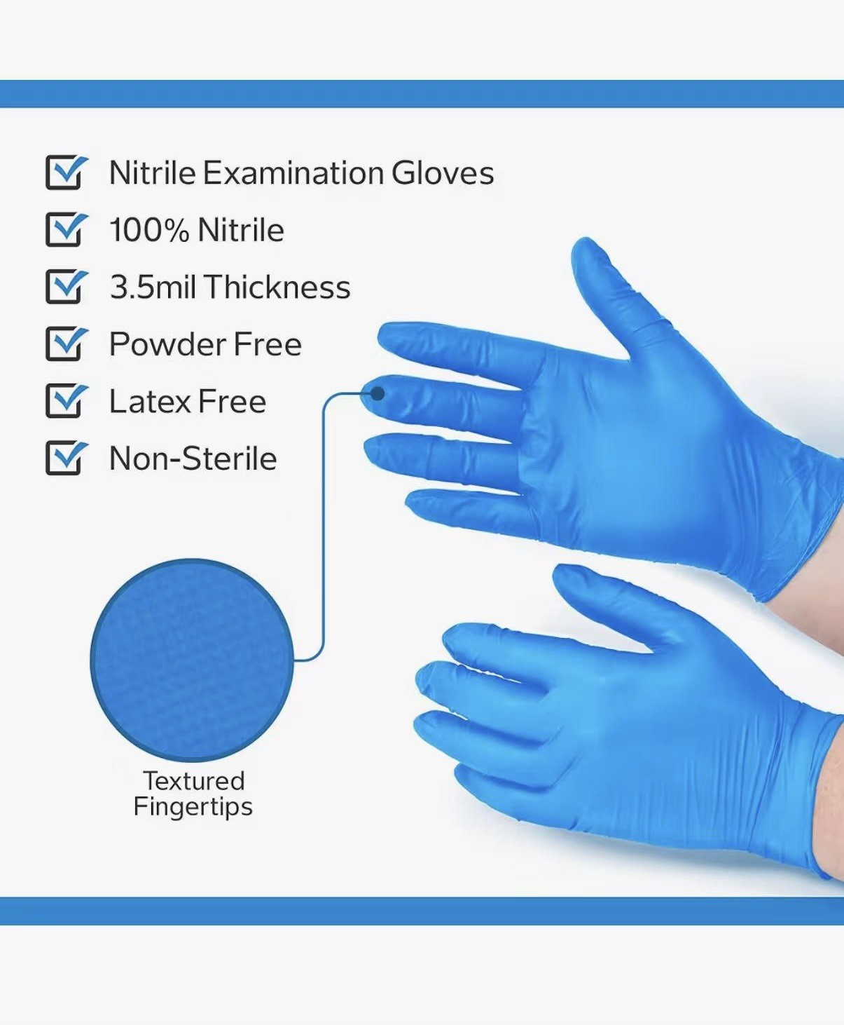 Lydus 4 Mil Latex Free Nitrile Textured Finger Exam Gloves -large (Box of 100)