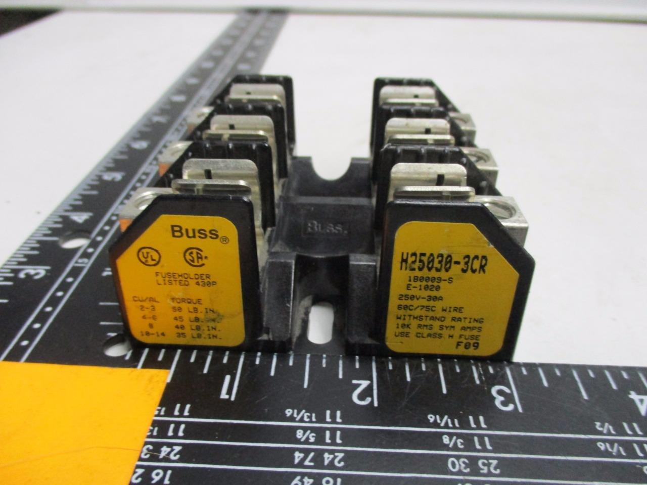 BUSS H25030-3CR Fuseholder – Class H Fuse, F09 250V 30A 60C/75C Wire – NEW