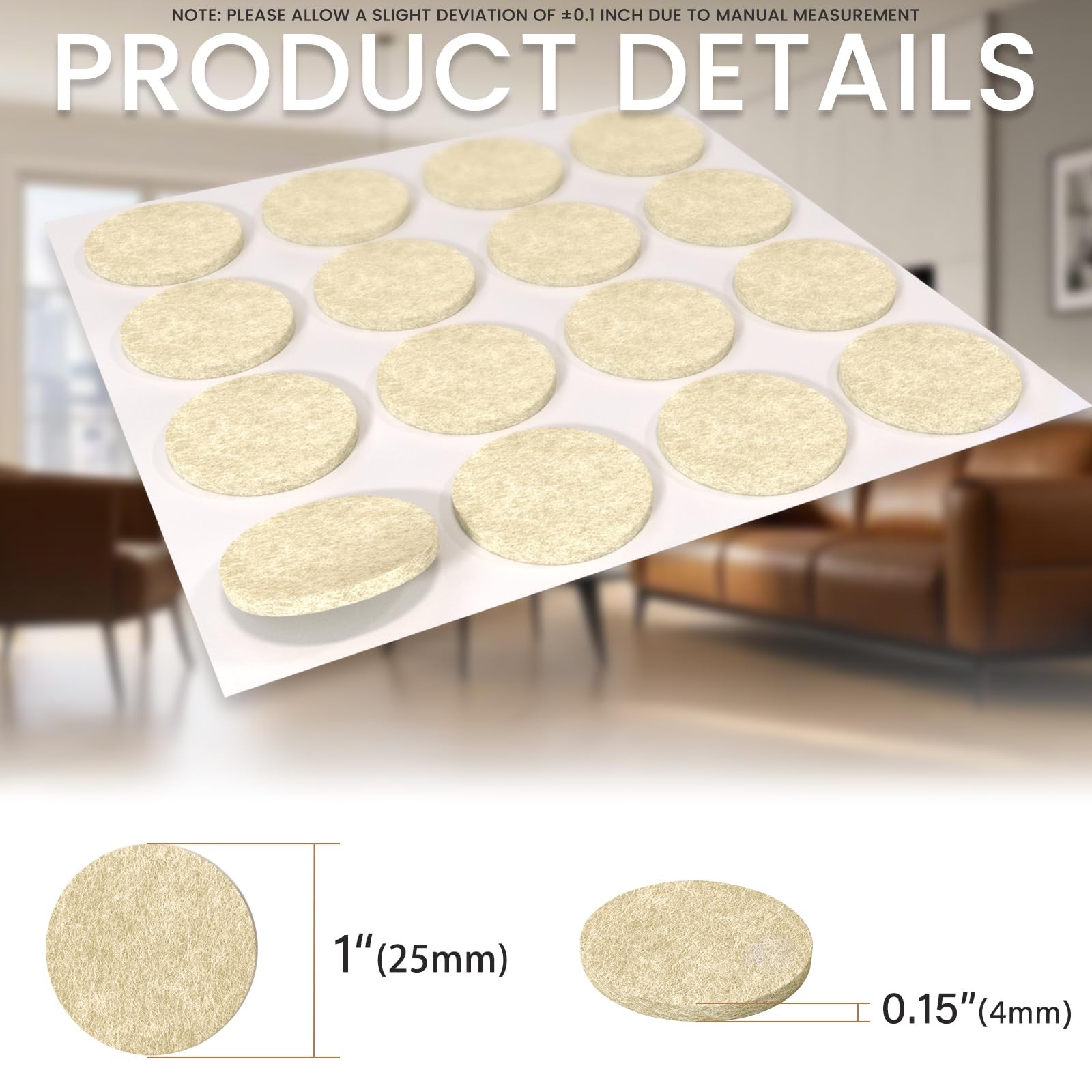48 PCS Felt Furniture Pads, YOESSA Chair Leg Floor Round 48Pcs Beige, Beige
